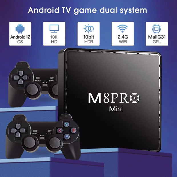 4K Gamebox Video Game Console 10000 Games Emuelec 9 Emulator Retro Game Machine Android Smart TV Box Dual Wireless Controller