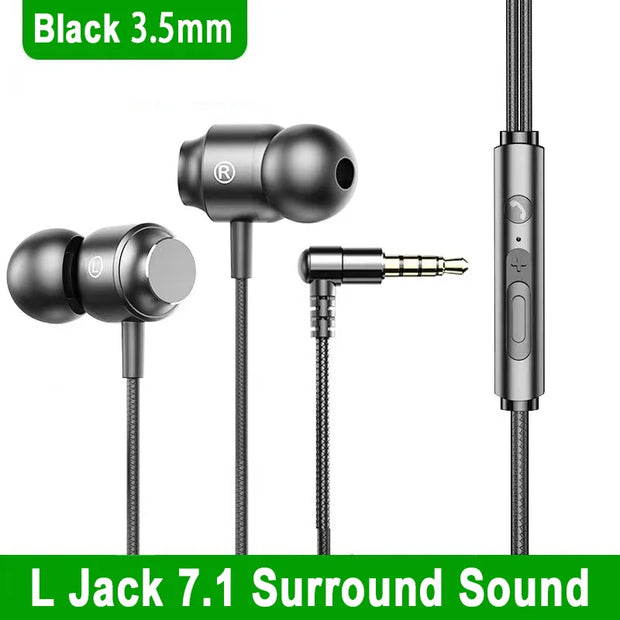 For Galaxy 90° Jack Wired Gaming Headset HiFi Surround Sound With Mic 3.5mm Type C Music Headphones For Samsung S24 23 iPhone 15