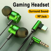 For Galaxy 90° Jack Wired Gaming Headset HiFi Surround Sound With Mic 3.5mm Type C Music Headphones For Samsung S24 23 iPhone 15