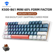 Machenike K500-B61 Mini Mechanical Keybaord 60% Form Factor 61Keys Gaming Keybaord Wired Full Key Hot-Swappable RGB Backlit