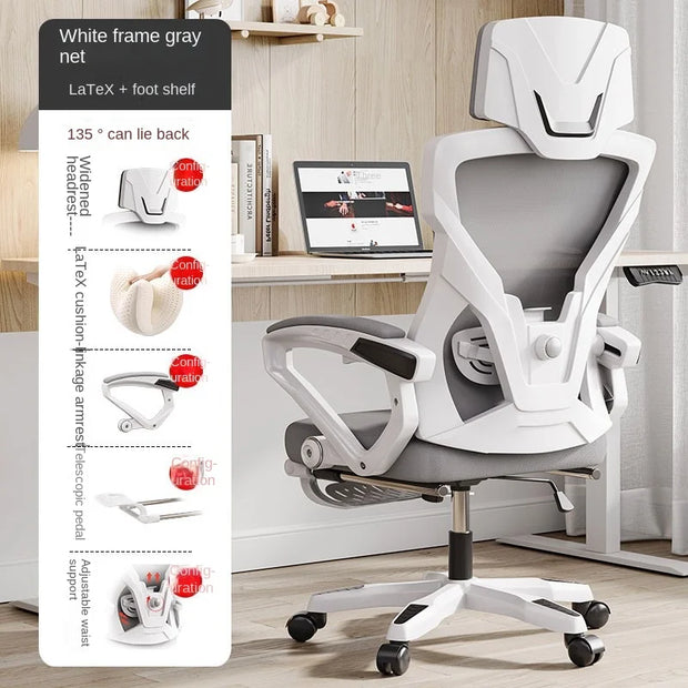 UVR Computer Gaming Chair Ergonomic Reclining Backrest Chair Sedentary Comfort Swivel Seat Breathable Mesh Staff Office Chair