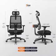 NEWTRAL MagicH-BP Ergonomic Chair with Footrest, Auto-Following Backrest, Adaptive Lower Back Support, Tailored Ergonomic Chair