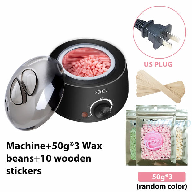 200CC Wax Heater Warmer Hair Removal Machine For Hand Foot Body SPA Epilator Paraffin Wax Pot +Wax Beans + Wood Sticks