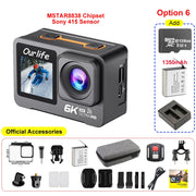 6K 4K60FPS Action Camera 50MP 2.0 Touch LCD Dual Screen EIS WiFi 170° DVR 30M Waterproof 5X Zoom Sport Camera With Remote