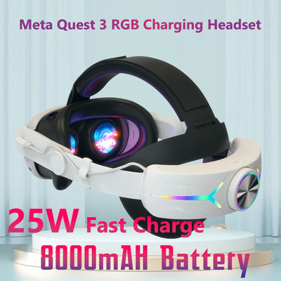 8000mAH Battery For Meta Oculus Quest 3 S 3s Head Strap Charging Headset VR RGB Accessories Elite Headstrap