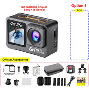 6K 4K60FPS Action Camera 50MP 2.0 Touch LCD Dual Screen EIS WiFi 170° DVR 30M Waterproof 5X Zoom Sport Camera With Remote