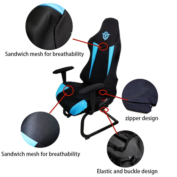 1 Set Gaming Chair Cover Elastic Computer Chair Backrest Armrest Cover Protector Universal Soft Thicken Armchair Seat Covers