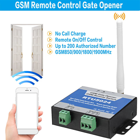 RTU5024 GSM Gate Opener Relay Switch Wireless Remote Control Door Access Free Call 850/900/1800/1900MHz RTU5024 GSM Door Opener