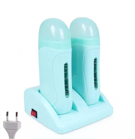 Electric Double Wax Heater Epilator Cartridge Wax Roller Base Roll On Waxing Refillable Hair Removal Machine Depilatory Heater