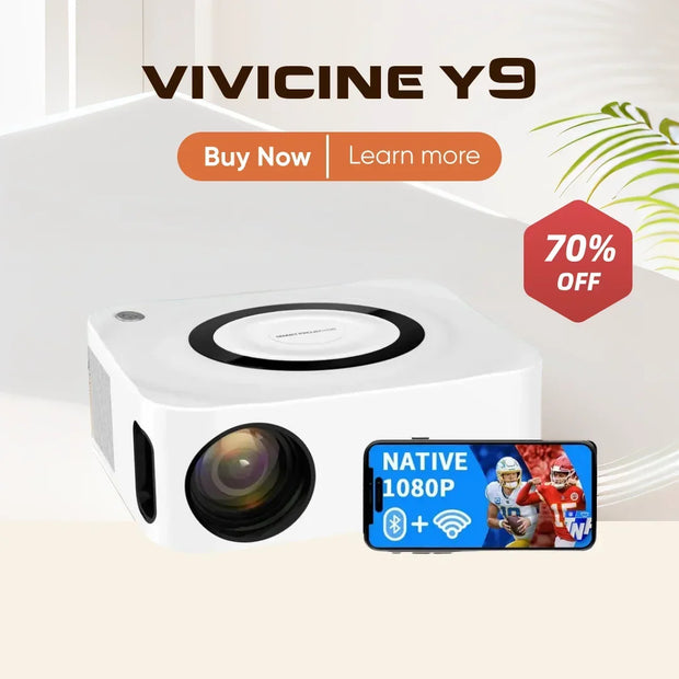 Vivicine-Y9 Android 11 Portable 5G WiFi Home Theater Video Projector,1080p Full HD, Game Movie Projector Beamer