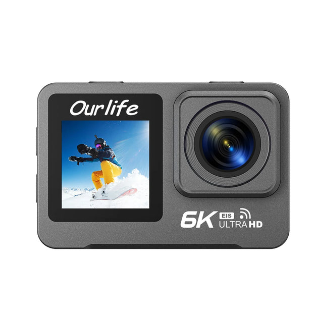 Ourlife MTR82 6K Action Camera 2.0'' Touch LCD Screen 5X Zoom WIFI Sport Video Camera 30M Waterproof Bicycle Helmet Action Cam