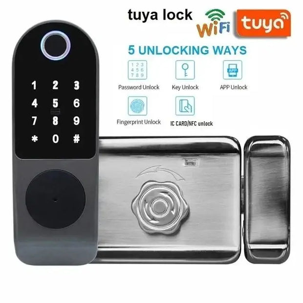 Smart Electronic Fingerprint Lock Waterproof WIFI Tuya APP TT Support Biofingerprint/Password/IC Card/Key/ Remote Control Unlock