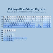 136 Key Black White Side-lit Shine Through Backlit keycaps PBT Double Shot Keycaps OEM Profile for MX Switch Mechanical Keyboard