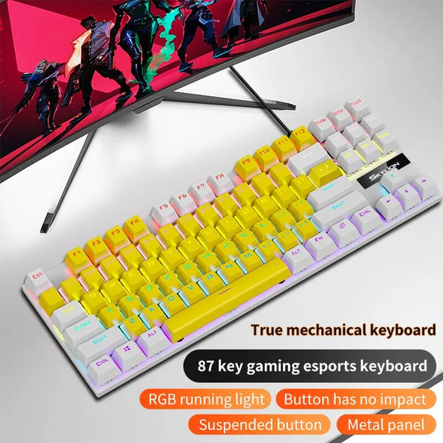 SKYLION K87 Wired Mechanical Keyboard 20 Kinds of Colorful Lighting Gaming and Office For Microsoft Windows and Apple IOS System