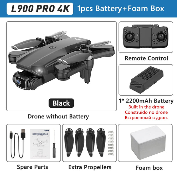 LYZRC L900 PRO GPS Drone 4K Professional HD Dual Camera 5G WIFI Brushless Motor FPV Quadcopter Foldable Aerial Photography Drone