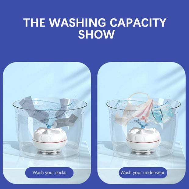 Mini Washing Machine,Ultrasonic Turbine Washing for Baby Clothes,Portable Washers,Travel Hotel for Cleaning Sock Underwear