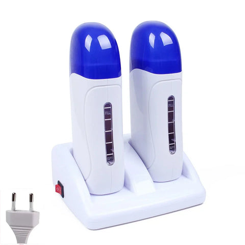 Electric Double Wax Heater Epilator Cartridge Wax Roller Base Roll On Waxing Refillable Hair Removal Machine Depilatory Heater