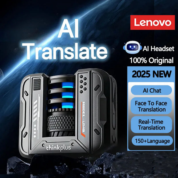 Lenovo LP49 AI Translation Headphones Wireless Bluetooth 5.4 Noise Reduction HD Call Earbuds Office Travel Real Time Translation