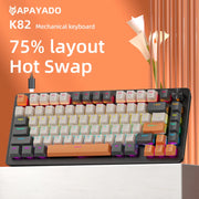 75% Mechanical Keyboard Wired with Media Knob, APAYADO Black Gaming Keyboard,Hot-Swap,ABS Cap Transparent Character Backlighting