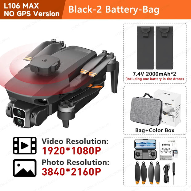 LYZRC L106 / L106MAX HD Dual Camera Switching Brushless Motor RC Drone Foldable Mini Wifi 2.4GHz 360° Intelligent OAS Helicopter