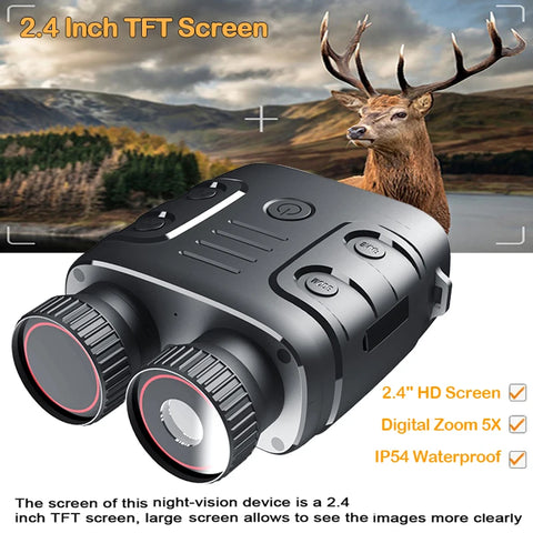 1080P Binocular Infrared Night-Visions Device 5X Binocular Day Night Use Photo Video Taking Digital Zoom for Hunting Boating