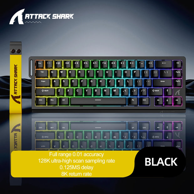 ATTACK SHARK X68 HE Rapid Trigger 8KHz Magnetic Keyboard, 0.01mm RT Accuracy, 60% Layout, RGB, Support RT/Snap Tap/DKS/MT/TGL