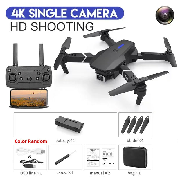 KBDFA 2023 New E88 Pro WIFI FPV Drone Wide Angle HD 4K 1080P Camera Height Hold RC Foldable Quadcopter Dron Helicopter Toys Gift