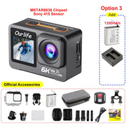 6K 4K60FPS Action Camera 50MP 2.0 Touch LCD Dual Screen EIS WiFi 170° DVR 30M Waterproof 5X Zoom Sport Camera With Remote